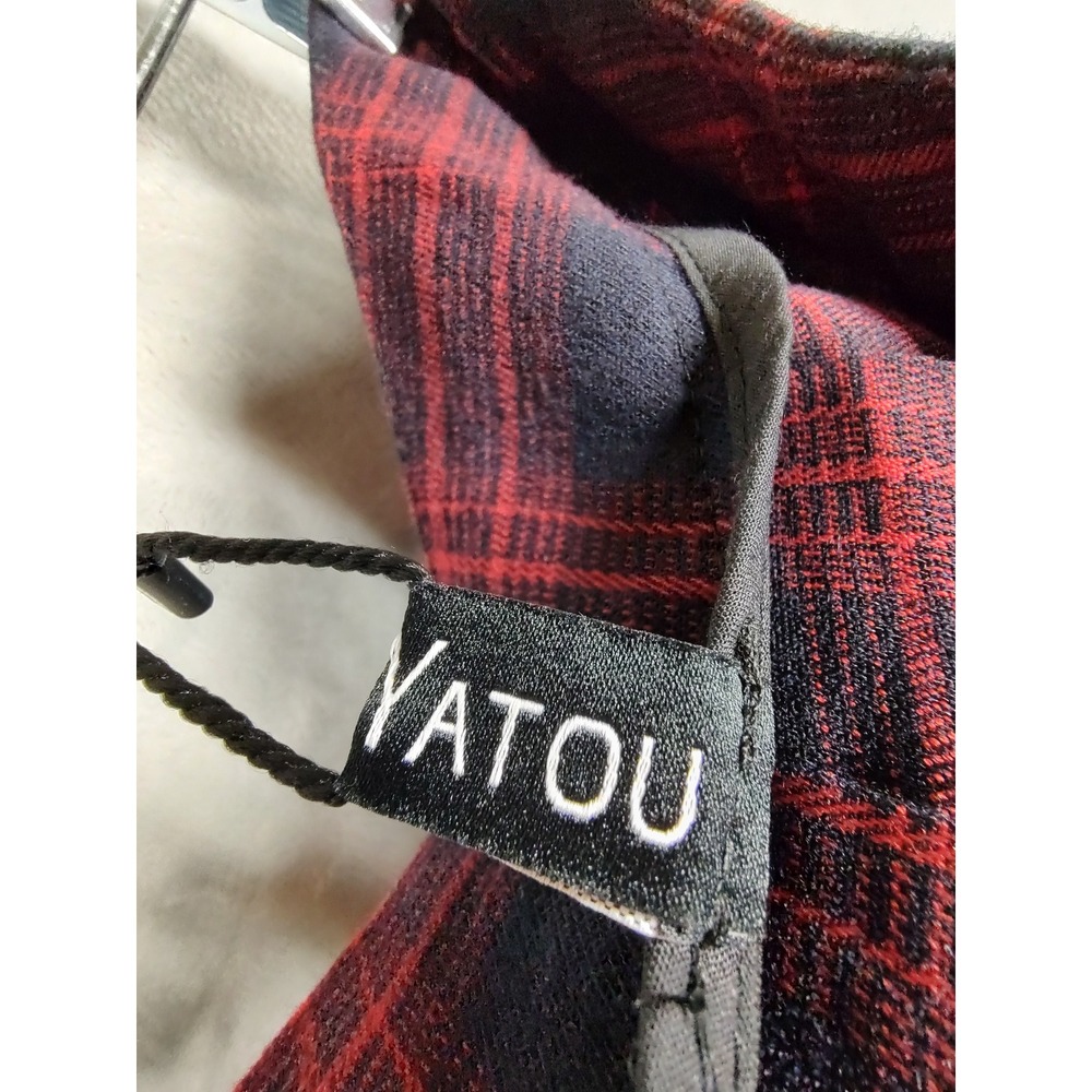 Chouyatou Red Black Plaid Pleated Mini Skirt Punk Gothic Harness Straps Small - Picture 7 of 10